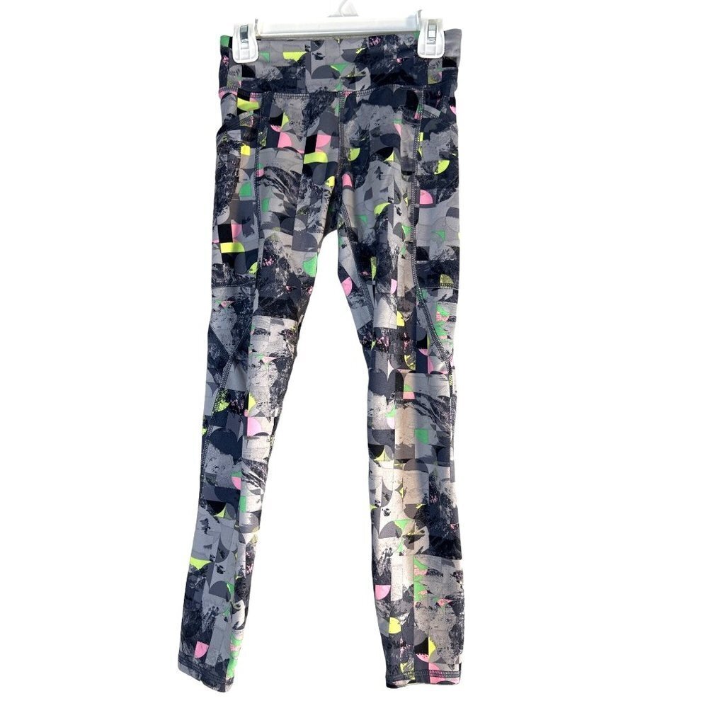 Athletic Works Girls Gray Multicolored Leggings Pockets Size M 7-8